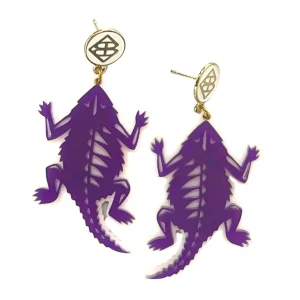 TCU Purple and White Horned Frog Earrings-Brianna Cannon Online