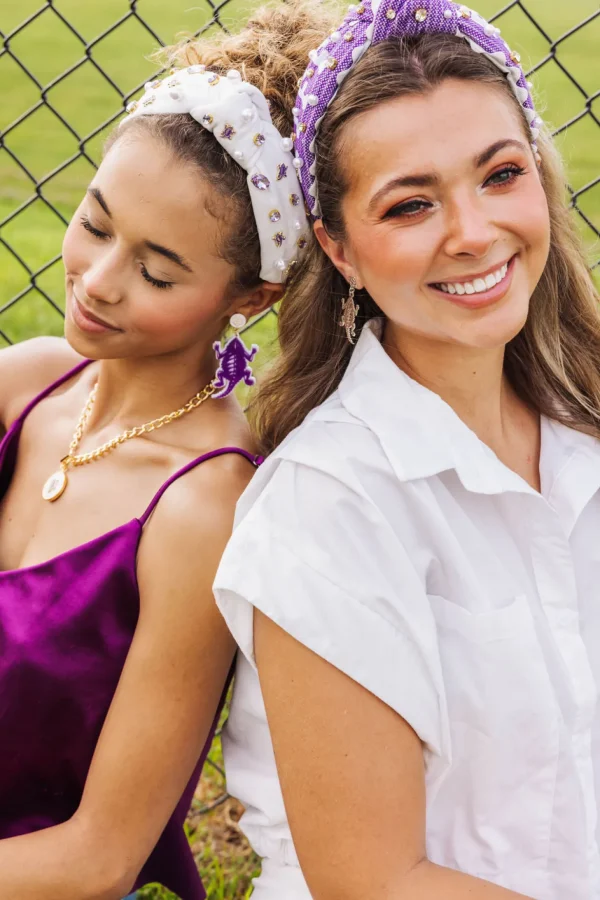 TCU Purple and White Horned Frog Earrings-Brianna Cannon Online
