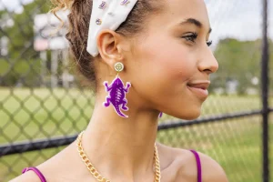 TCU Purple and White Horned Frog Earrings-Brianna Cannon Online