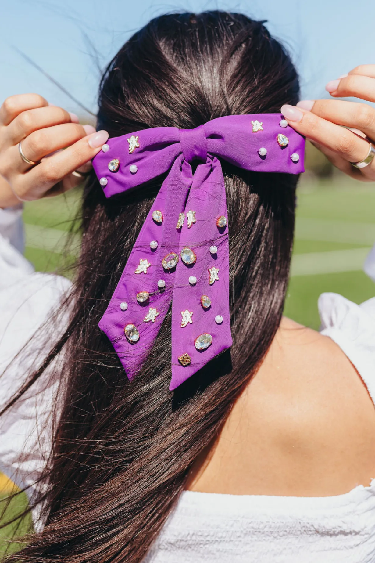 tcu_purple_bow_barrette_1.webp TCU Purple Bow Barrette-Brianna Cannon Fashion