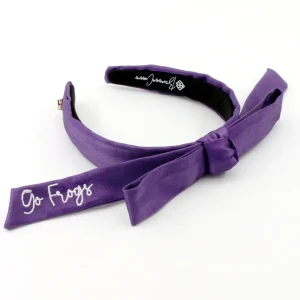 TCU Purple Thin Embroidered Ribbon Bow Headband-Brianna Cannon Discount