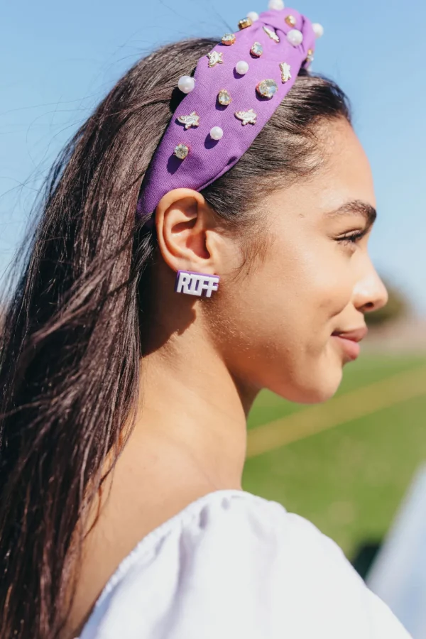 TCU White and Purple RIFF RAM Studs-Brianna Cannon Fashion