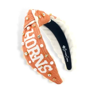 Texas Adult Size HOOK'EM HORNS Cross Stitch Headband-Brianna Cannon Outlet