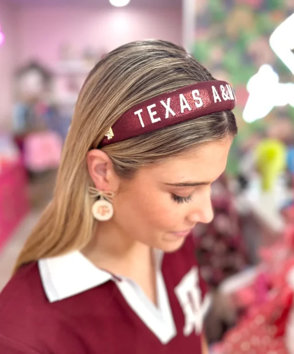 Texas A&M Maroon Thin Embroidered Headband-Brianna Cannon Clearance