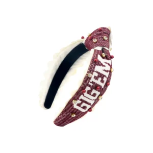 Texas A&M Child Size GIG'EM AGGIES Cross Stitch Headband-Brianna Cannon Best