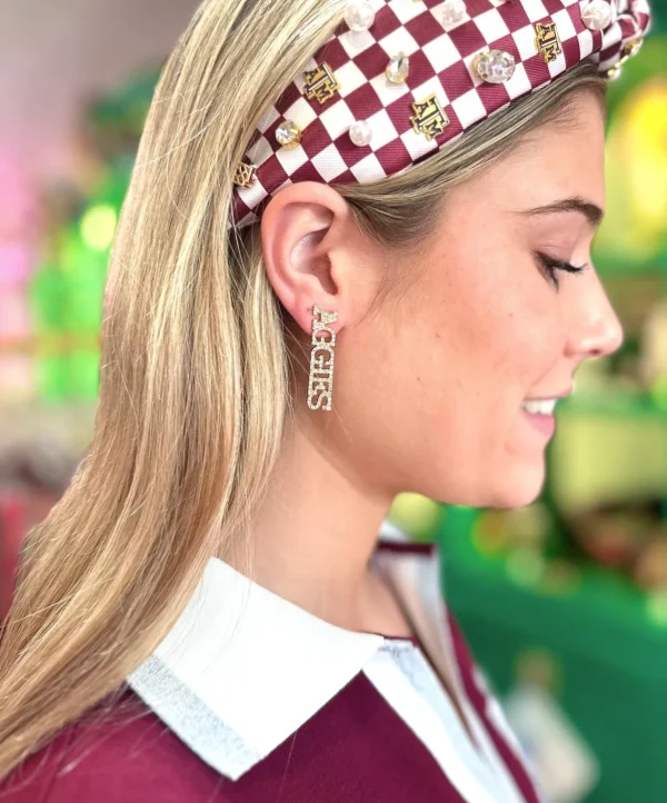 Texas A&M GIG'EM Pavé Rhinestone Stud Earrings-Brianna Cannon Sale