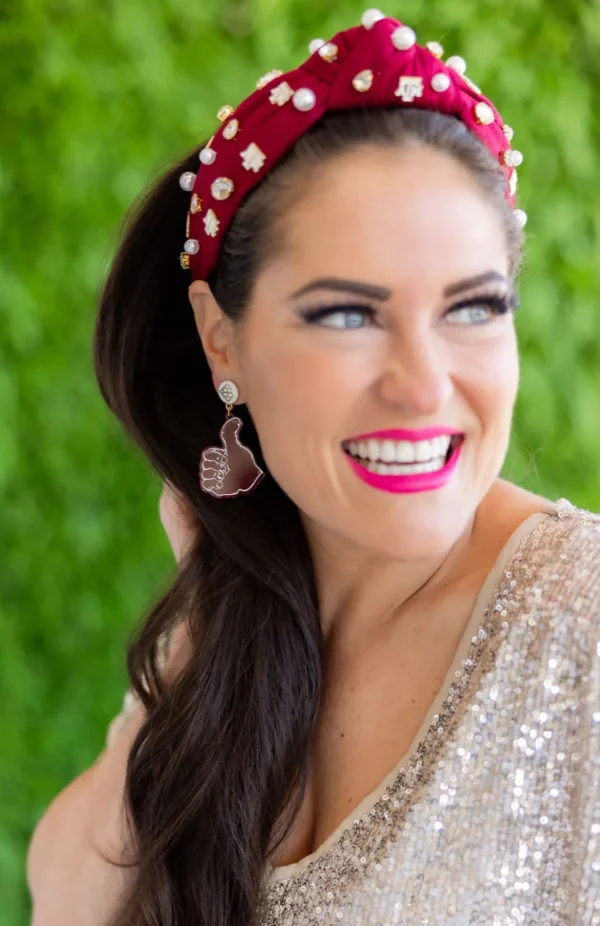 Texas A&M Gig'Em Thumbs-Up Earrings-Brianna Cannon Hot