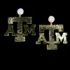 Texas A&M Gold Logo Earrings with White Druzy-Brianna Cannon Best