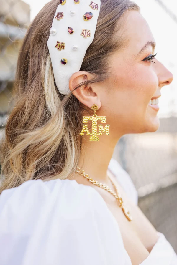Texas A&M Gold Logo Earring with BC Logo-Brianna Cannon Sale