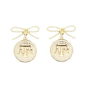 Texas A&M Logo Pearl Medallion Earring-Brianna Cannon Clearance
