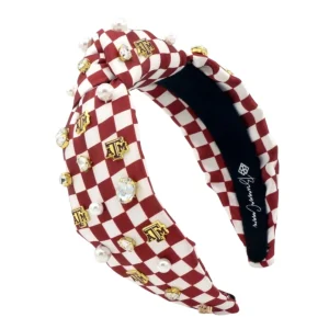 Texas A&M Maroon & White Checkerboard Texas A&M Logo Headband-Brianna Cannon Sale