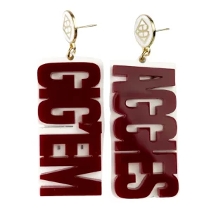 Texas A&M Maroon & White GIG'EM AGGIES Earrings-Brianna Cannon New