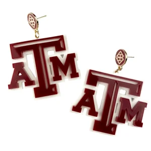 Texas A&M Maroon and White Logo Earrings-Brianna Cannon Hot