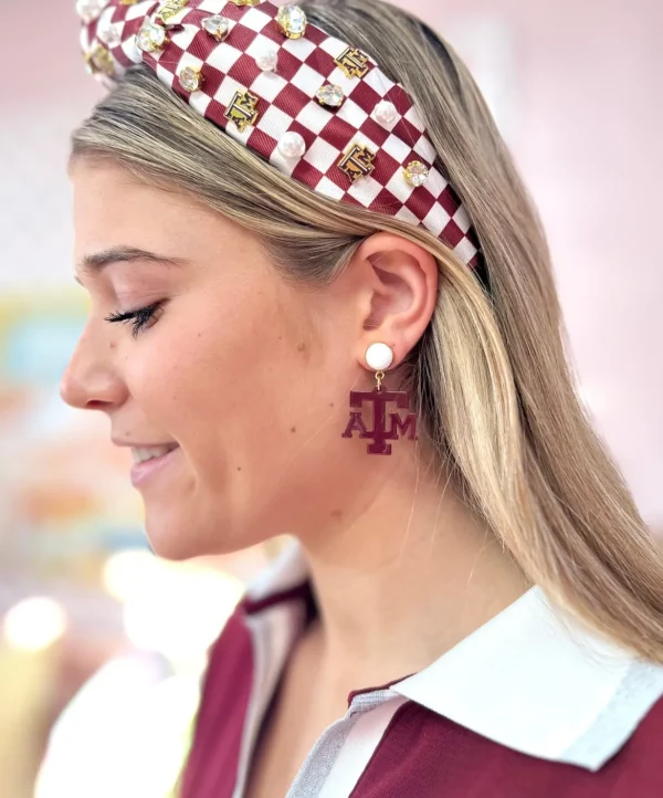 Texas A&M Mini Maroon A&M Earrings-Brianna Cannon Hot