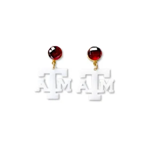 Texas A&M Mini White A&M Earrings-Brianna Cannon Discount