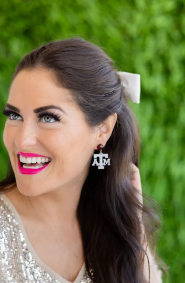 Texas A&M Mini White A&M Earrings-Brianna Cannon Discount