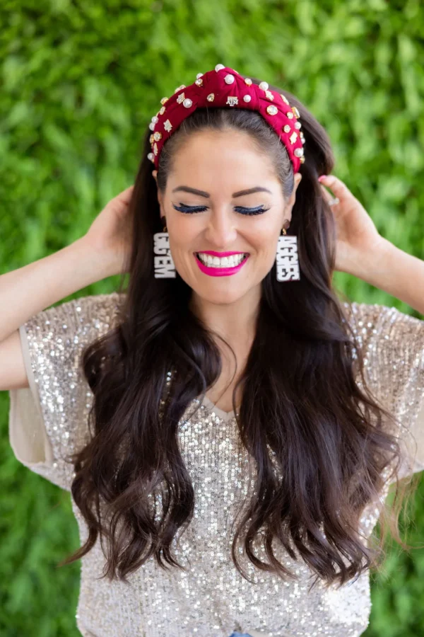 Texas A&M White & Maroon GIG'EM AGGIES Earrings-Brianna Cannon Fashion