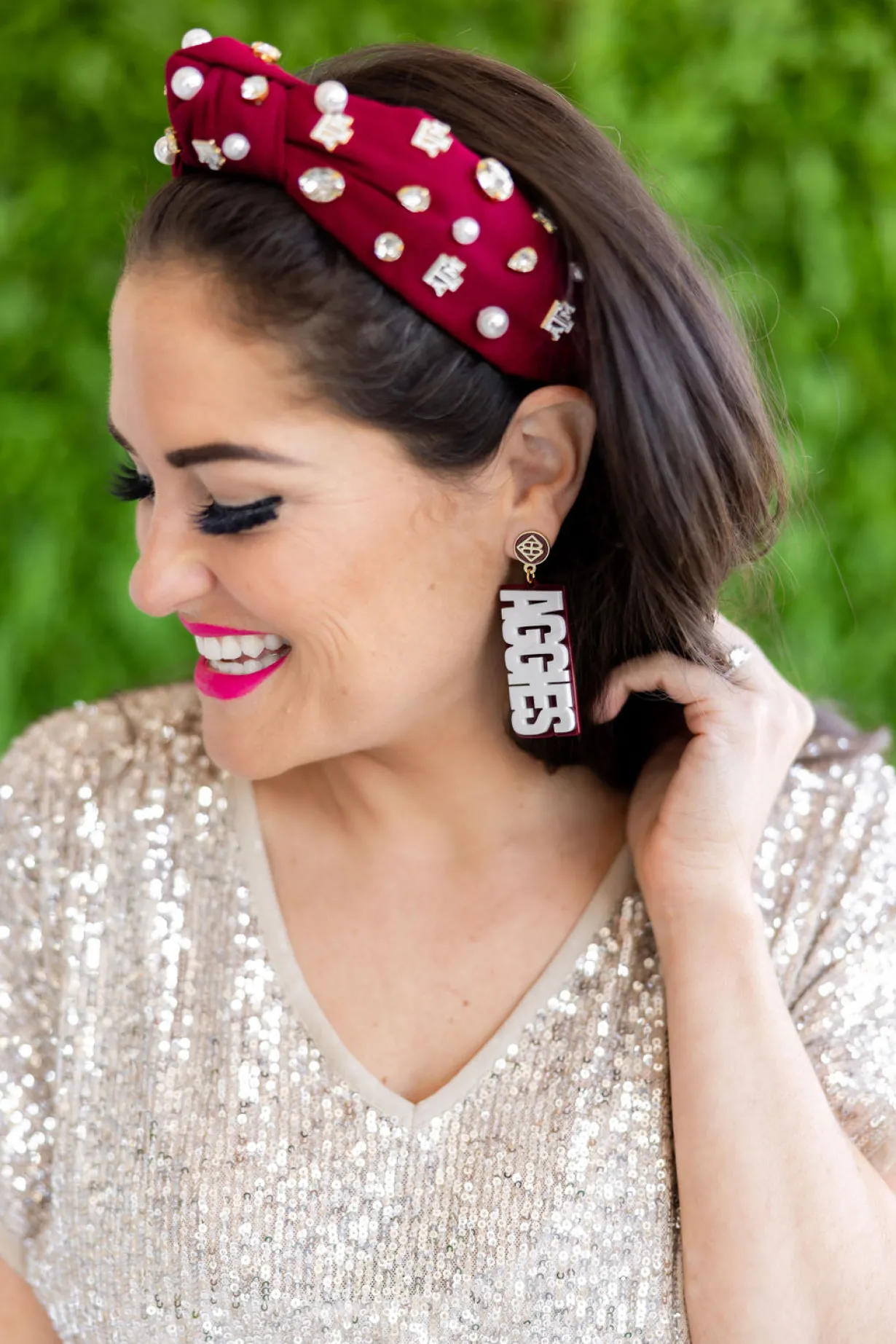 texas_am_white__maroon_gi_2.webp Texas A&M White & Maroon GIG'EM AGGIES Earrings-Brianna Cannon Fashion