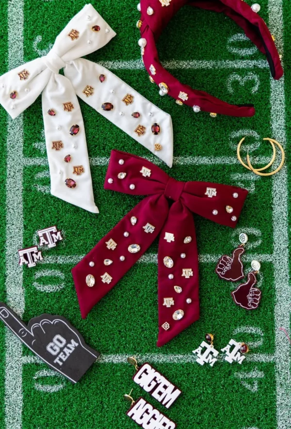 Texas A&M White & Maroon GIG'EM AGGIES Earrings-Brianna Cannon Fashion