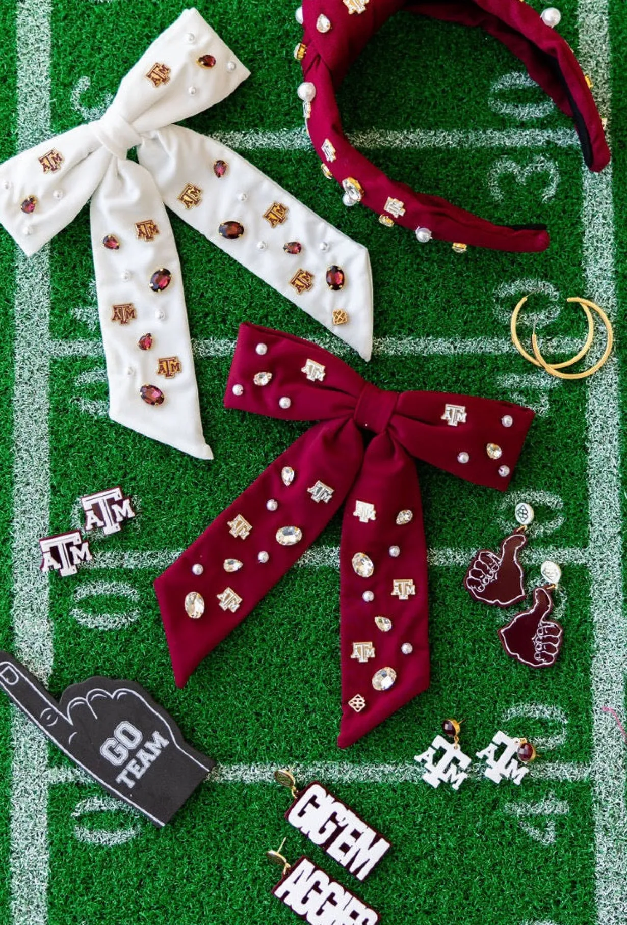 texas_am_white__maroon_gi_3.webp Texas A&M White & Maroon GIG'EM AGGIES Earrings-Brianna Cannon Fashion