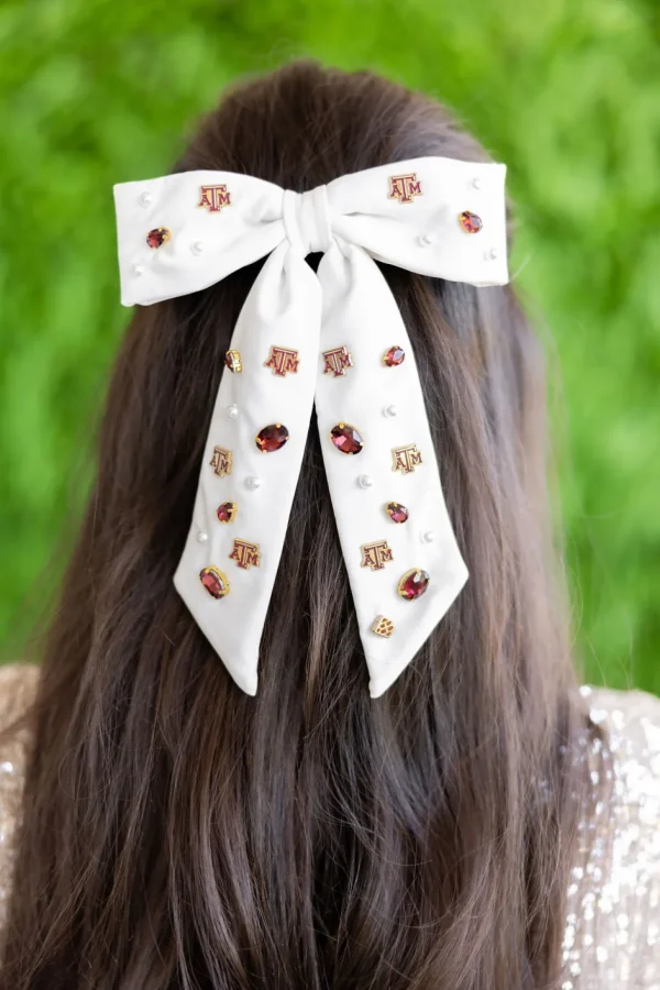 Texas A&M White Bow Barrette-Brianna Cannon Online