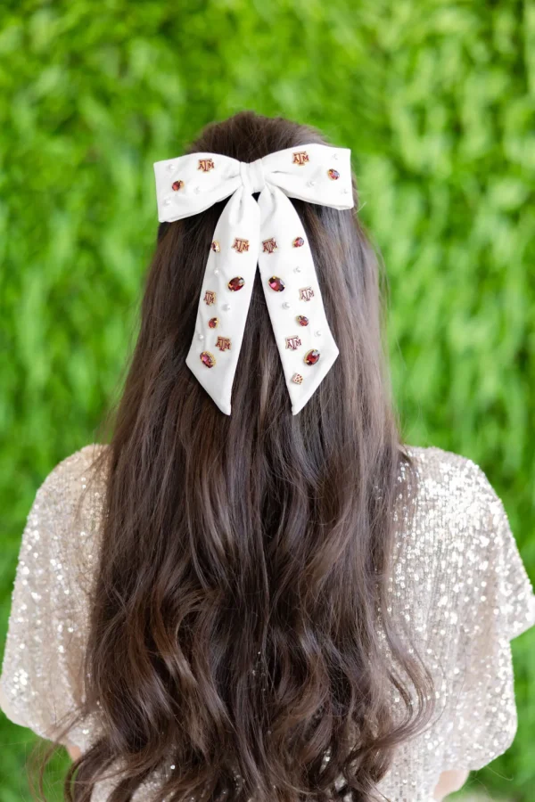 Texas A&M White Bow Barrette-Brianna Cannon Online