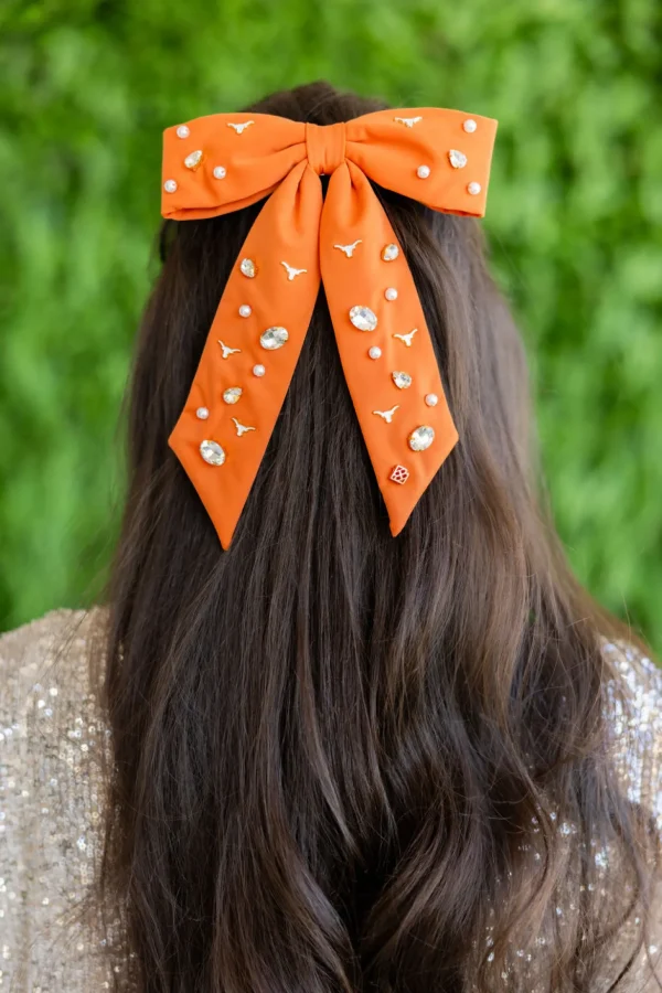 Texas Burnt Orange Bow Barrette-Brianna Cannon Fashion