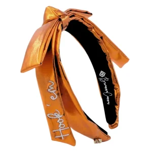 Texas Burnt Orange Thin Embroidered Ribbon Bow Headband-Brianna Cannon Clearance