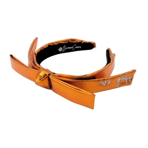 Texas Burnt Orange Thin Embroidered Ribbon Bow Headband-Brianna Cannon Clearance