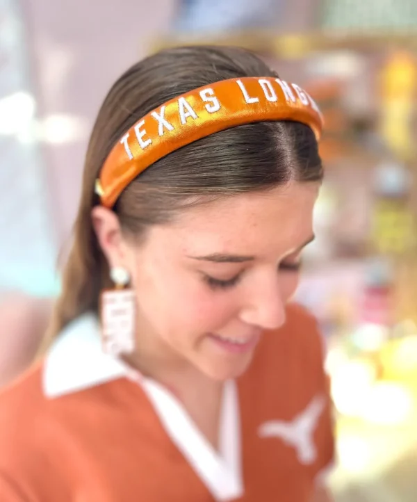Texas Burnt Orange Thin Embroidered Headband-Brianna Cannon Best