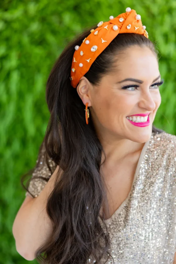 Texas Logo Hoop Earrings-Brianna Cannon Fashion