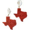 Texas Proud - Orange Glitter Shape of Texas over White with White Large Logo Top-Brianna Cannon Fashion