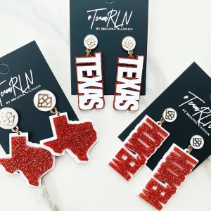 Texas Proud - Orange Glitter Shape of Texas over White with White Large Logo Top-Brianna Cannon Fashion