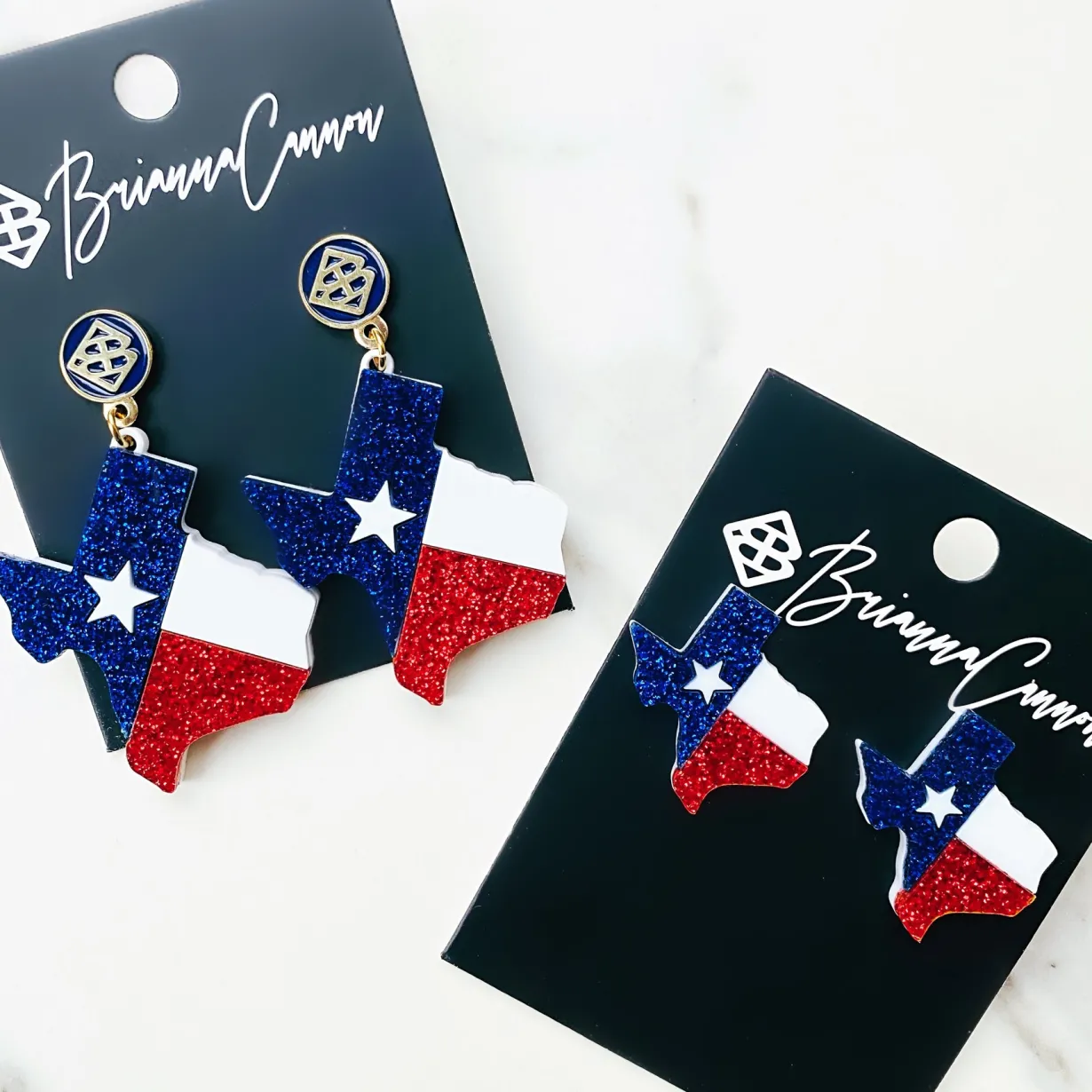 texas_proud__red_white_an_0.webp Texas Proud - Red, White, and Blue Shape of Texas Flag Earrings (2 SIZES)-Brianna Cannon New