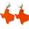 Texas Proud Metal Small Orange Shape of Texas with White Agate-Brianna Cannon Outlet
