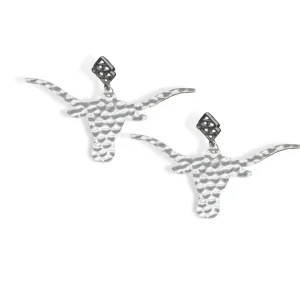 Texas Silver Longhorn Earring with BC Logo-Brianna Cannon Discount