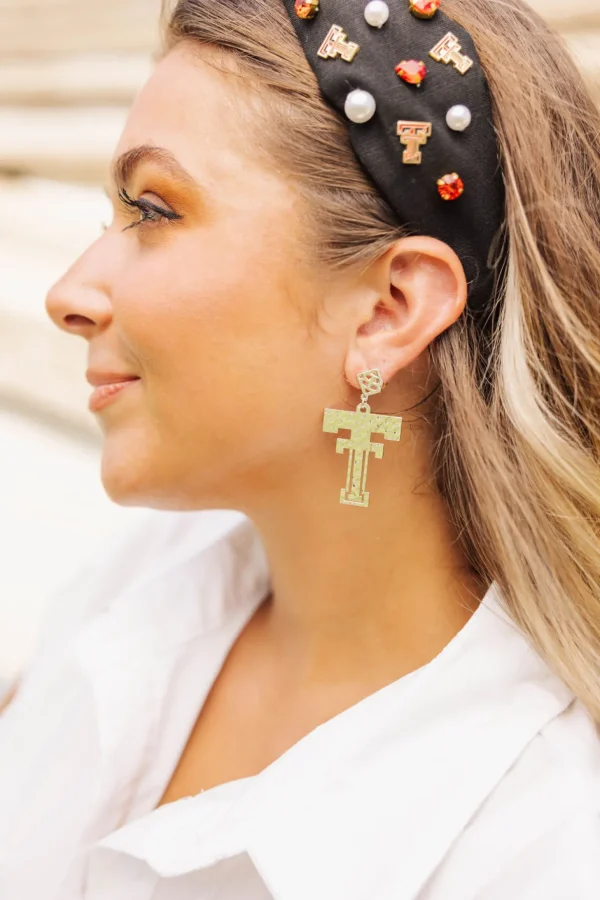 Texas Tech Gold Logo Earring with BC Logo-Brianna Cannon Sale