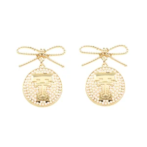 Texas Tech Logo Pearl Medallion Earring-Brianna Cannon Outlet