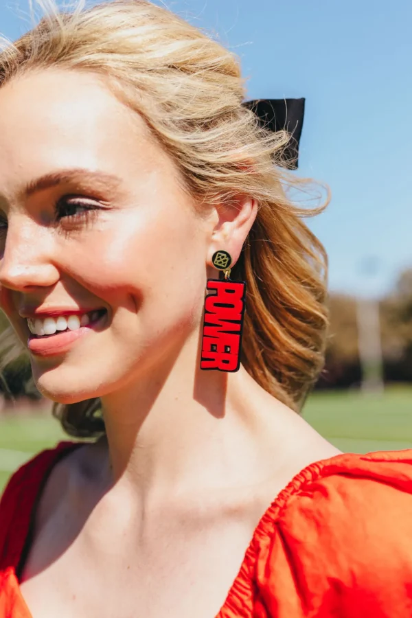 Texas Tech Red and Black RAIDER POWER Earrings-Brianna Cannon Clearance