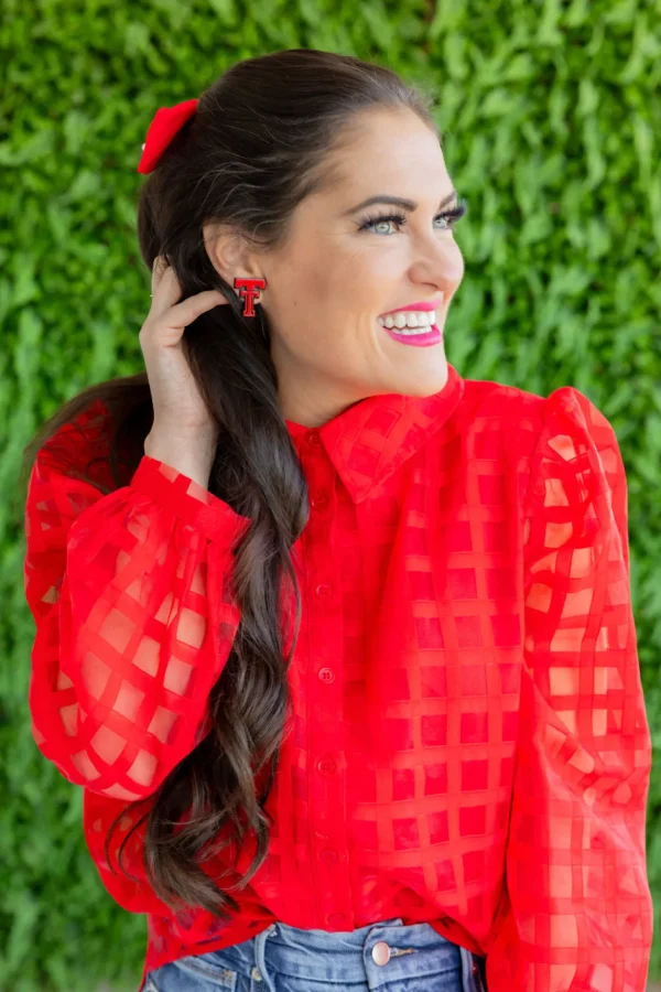 Texas Tech Red and Black Vintage Double T Studs-Brianna Cannon Sale