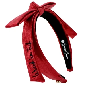 Texas Tech Red Thin Embroidered Ribbon Bow Headband-Brianna Cannon Outlet