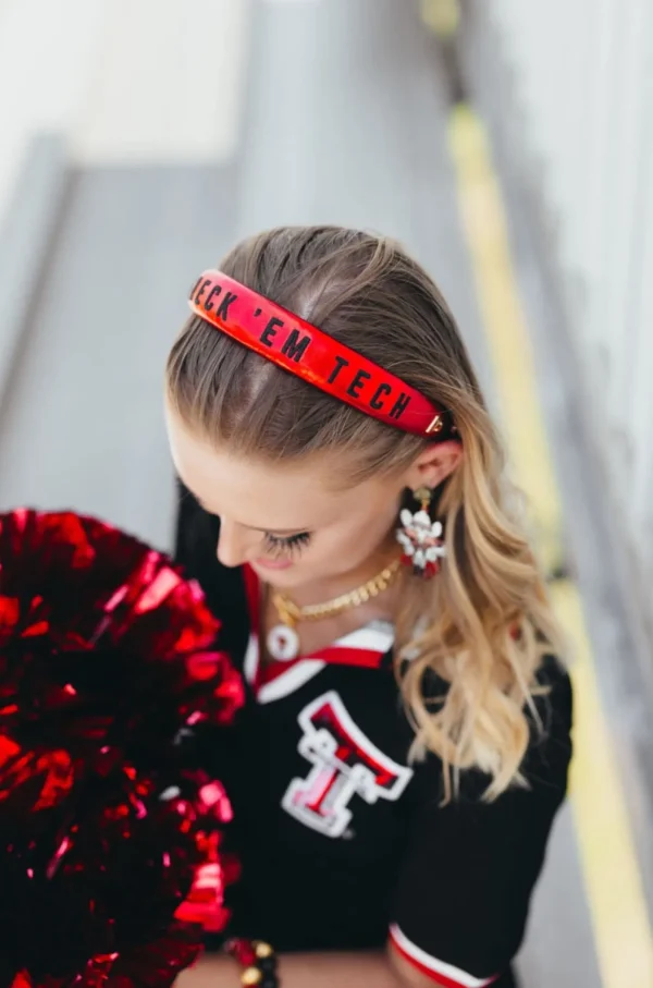 Texas Tech Red Thin Embroidered Headband-Brianna Cannon Discount