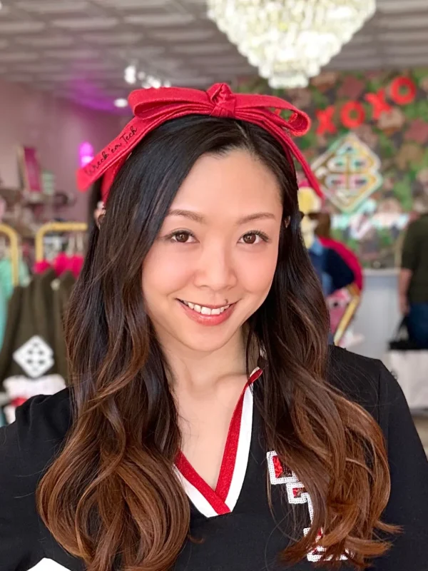 Texas Tech Red Thin Embroidered Ribbon Bow Headband-Brianna Cannon Outlet