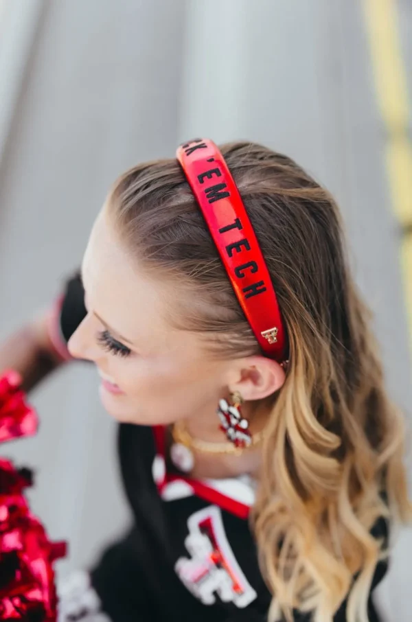 Texas Tech Red Thin Embroidered Headband-Brianna Cannon Discount
