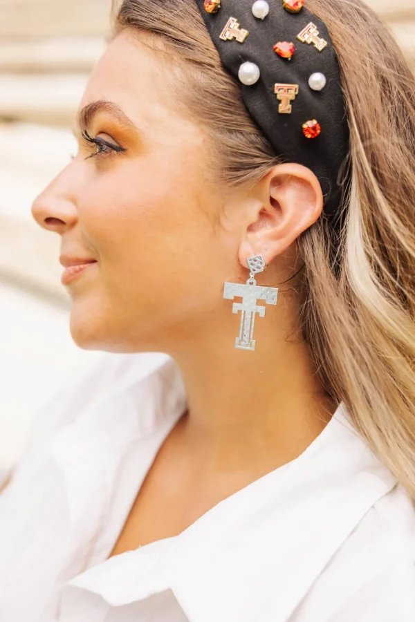 Texas Tech Silver Logo Earring with BC Logo-Brianna Cannon Clearance