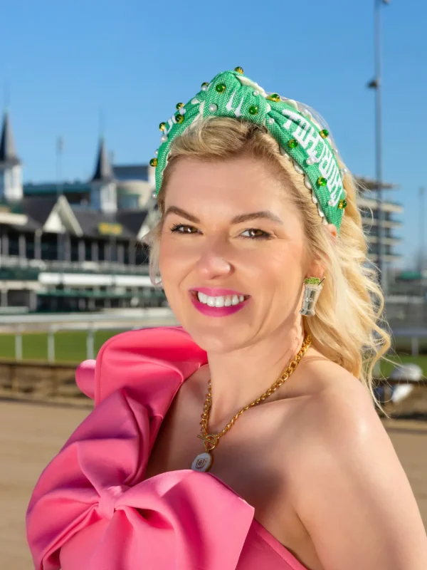 150th Anniversary Kentucky Derby Green Churchill Downs Cross Stitch Headband-Brianna Cannon Clearance