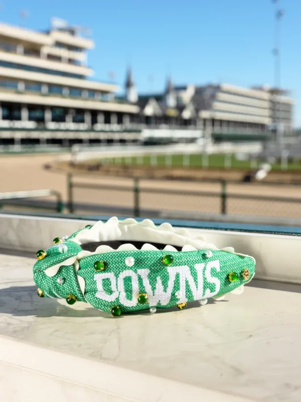 150th Anniversary Kentucky Derby Green Churchill Downs Cross Stitch Headband-Brianna Cannon Clearance