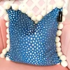 Thibaut Designer Pillow Cover - Gazelle in Blue with Jumbo Pom Trim-Brianna Cannon Hot