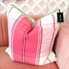 Thibaut Designer Pillow Cover - New England Plaid in Raspberry with Hartney Trim-Brianna Cannon Best