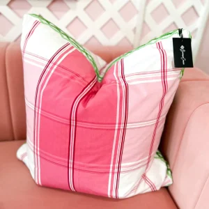 Thibaut Designer Pillow Cover - New England Plaid in Raspberry with Hartney Trim-Brianna Cannon Best